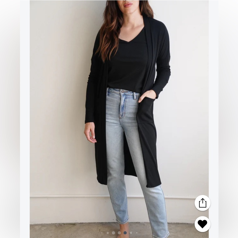 NEW Carly Jean Los Angeles CJLA CJ’s Favorite Ribbed Cardigan Black Medium NWOT